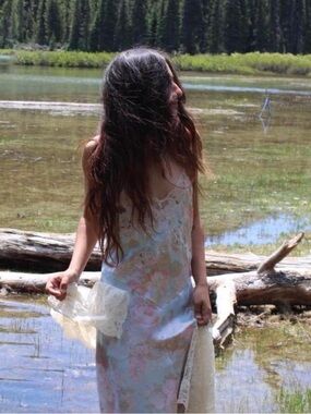 Vintage Victoria’s Secret Satin Blue and Pink Floral Slip Dress
